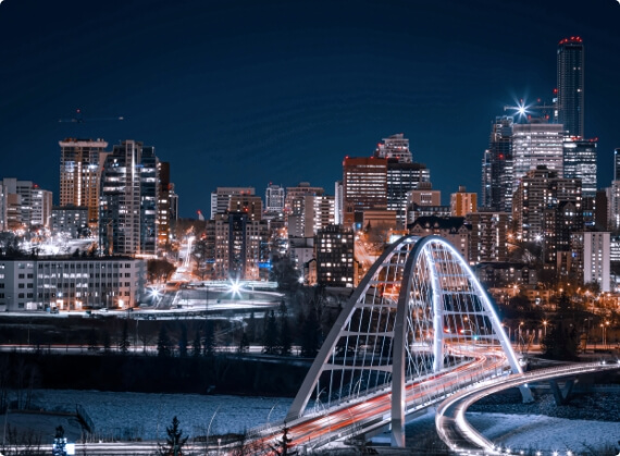 View of Edmonton lit up